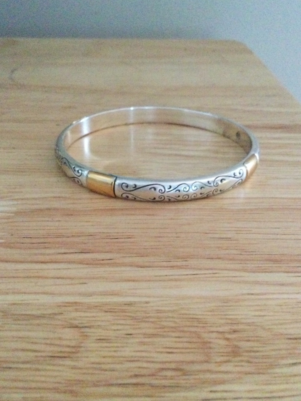 Brighton Venezia Signed Two-Tone Gold/Silver Scrolled Bangle
